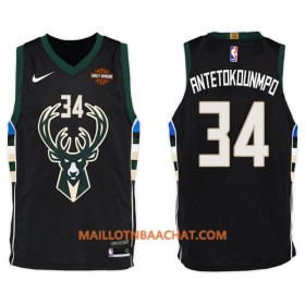 Maillot NBA Milwaukee Bucks Giannis Antetokounm 34 Nike 2017-18 Noir Swingman - Homme